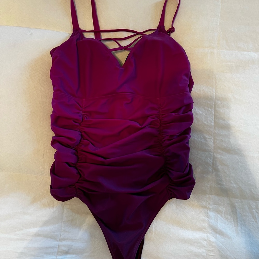 Lane Bryant Women's One Piece Swimsuit in Deep Purple